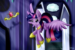 Size: 3000x2000 | Tagged: safe, artist:mrsremi, twilight sparkle, alicorn, pony, equestria girls, g4, my little pony equestria girls, big crown thingy, equestria girls ponified, female, flying, mare, ponified, solo, twilight sparkle (alicorn)