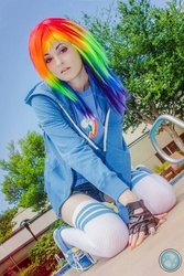 Size: 640x960 | Tagged: safe, artist:mugggy, rainbow dash, human, g4, cosplay, irl, irl human, photo, solo