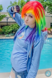 Size: 640x960 | Tagged: safe, artist:mugggy, rainbow dash, human, g4, cosplay, irl, irl human, photo, solo