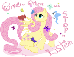 Size: 4400x3400 | Tagged: safe, artist:masterofintrigue, fluttershy, bird, butterfly, pegasus, pony, g4, cute, female, mare