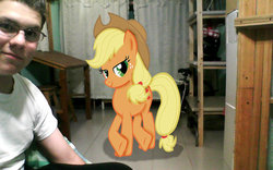 Size: 1131x707 | Tagged: safe, applejack, human, g4, brony, glasses, irl, irl human, photo, ponies in real life