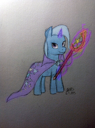 Size: 1701x2287 | Tagged: safe, artist:chriscstick, trixie, pony, unicorn, g4, female, mare, solo, staff