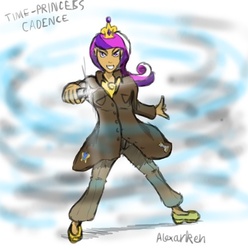 Size: 500x504 | Tagged: safe, princess cadance, human, g4, 30 minute art challenge, female, humanized, solo, sonic screwdriver, swapped cutie marks, time lady, time lord