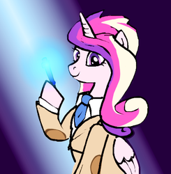 Size: 484x494 | Tagged: artist needed, safe, princess cadance, g4, 30 minute art challenge, female, solo, sonic screwdriver, swapped cutie marks, time lady, time lord