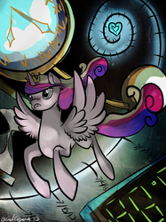 Size: 500x667 | Tagged: safe, artist:blindcoyote, princess cadance, alicorn, pony, g4, 30 minute art challenge, doctor who, solo, swapped cutie marks, time lady, time lord