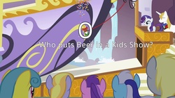 Size: 1280x720 | Tagged: safe, edit, edited screencap, screencap, amethyst star, cloud kicker, derpy hooves, lemon hearts, minuette, prince blueblood, rarity, sparkler, pony, unicorn, g4, sweet and elite, airship, alcohol, blimp, champagne, circled, female, male, mare, stallion, text, wine