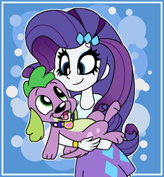 Size: 703x756 | Tagged: safe, artist:epicchamoo, rarity, spike, dog, equestria girls, g4, carrying, spike the dog