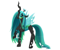 Size: 1200x1000 | Tagged: safe, artist:joellethenose, queen chrysalis, changeling, changeling queen, g4, crown, female, jewelry, raised hoof, regalia, signature, simple background, smiling, solo, standing, transparent background