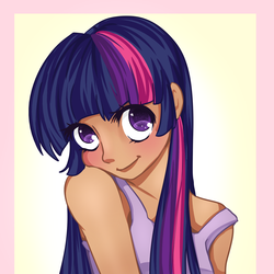 Size: 1500x1500 | Tagged: safe, artist:shlebby, twilight sparkle, human, g4, cute, dark skin, female, humanized, solo