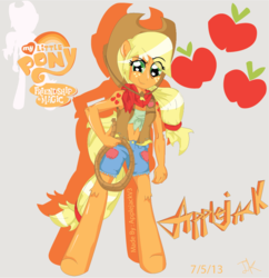 Size: 848x876 | Tagged: safe, artist:applejackv3, applejack, earth pony, anthro, unguligrade anthro, g4, ambiguous facial structure, female, solo