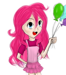 Size: 1500x1700 | Tagged: safe, artist:poisonicpen, pinkie pie, human, g4, balloon, female, humanized, simple background, solo, white background