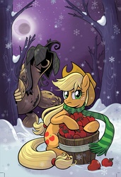 Size: 807x1181 | Tagged: safe, artist:brenda hickey, idw, applejack, sass squash, g4, micro-series #6, my little pony micro-series, comic cover
