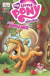 Size: 627x951 | Tagged: safe, idw, applejack, g4, applebucking, comic cover, female, solo