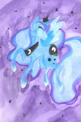 Size: 864x1296 | Tagged: safe, artist:penguin00, princess luna, g4, female, solo, traditional art, watercolor painting