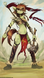 Size: 721x1267 | Tagged: safe, artist:foxinshadow, oc, oc only, orc, anthro, anthro oc, axe, solo