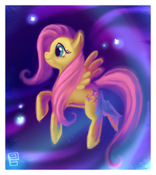Size: 592x664 | Tagged: safe, artist:griffsnuff, fluttershy, butterfly, pegasus, pony, g4, female, mare, profile, smiling, solo