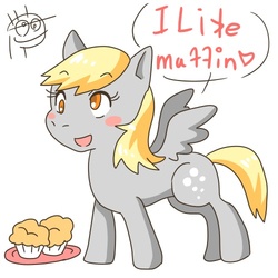 Size: 500x500 | Tagged: safe, artist:ice snow flower, derpy hooves, pegasus, pony, g4, female, mare, muffin, solo, that pony sure does love muffins