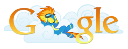 Size: 1800x700 | Tagged: safe, artist:ns4j19y, artist:thepatrollpl, spitfire, g4, cloud, female, goggles, google, logo, relaxing, simple background, solo, theme, transparent background, vector, wonderbolts uniform