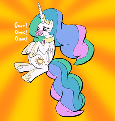 Size: 2060x2168 | Tagged: safe, artist:ambrosebuttercrust, princess celestia, pig, g4, costume, female, solo