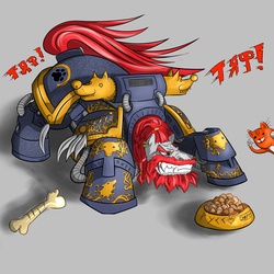 Size: 3500x3500 | Tagged: safe, artist:dru-4an, cat, armor, leman russ, ponified, primarch, russian, space marine, space wolves, terminator armor, warhammer (game), warhammer 30k, warhammer 40k