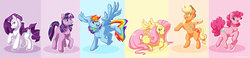 Size: 1280x296 | Tagged: safe, artist:caramelbrulee, applejack, fluttershy, pinkie pie, rainbow dash, rarity, twilight sparkle, g4, mane six