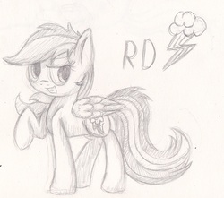 Size: 1353x1197 | Tagged: safe, artist:suplolnope, rainbow dash, g4, female, monochrome, sketch, solo