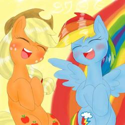 Size: 500x500 | Tagged: safe, artist:wonton soup, applejack, rainbow dash, g4