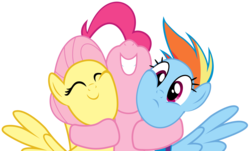 Size: 15000x9044 | Tagged: safe, artist:darkarcher98, fluttershy, pinkie pie, rainbow dash, g4, absurd resolution, simple background, transparent background, vector