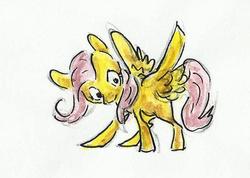 Size: 555x395 | Tagged: safe, artist:394vikingpinkiepie, fluttershy, g4, female, solo, traditional art