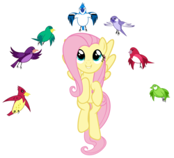 Size: 6566x6000 | Tagged: safe, artist:tzolkine, fluttershy, bird, blue jay, pegasus, pony, songbird, g4, absurd resolution, animal, female, flying, mare, simple background, transparent background, vector