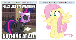 Size: 530x282 | Tagged: safe, artist:chisella1412, fluttershy, twilight sparkle, g4, exploitable meme, future twilight, juxtaposition, juxtaposition win, meme, wingboner