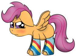 Size: 1519x1121 | Tagged: safe, artist:php192, scootaloo, pegasus, pony, g4, blushing, clothes, cute, female, filly, foal, grumpy, simple background, socks, solo, striped socks, transparent background