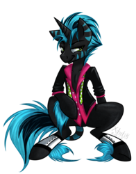 Size: 1129x1443 | Tagged: safe, artist:xmetalkitty, oc, oc only, pony, unicorn, clothes, solo