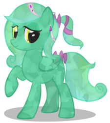 Size: 848x941 | Tagged: safe, artist:mlp-scribbles, oc, oc only, pegasus, pony, bow, crystallized, ear piercing, hair ornament, piercing, ribbon, solo, tail bow