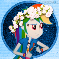 Size: 200x200 | Tagged: safe, rainbow dash, equestria girls, g4, female, floral head wreath, icon, solo