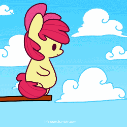 Size: 500x500 | Tagged: safe, artist:php56, apple bloom, babs seed, scootaloo, sweetie belle, earth pony, pegasus, pony, unicorn, g4, :3, adorabloom, animated, blob jump, bow, cloud, cute, cutealoo, cutie mark crusaders, diving, female, filly, glasses, hair bow, open mouth, score, sky, smiling, sunglasses, water, water blob