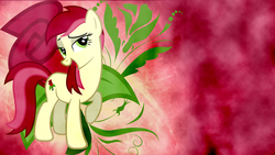 Size: 1920x1080 | Tagged: safe, artist:delectablecoffee, artist:sir-szengelot, edit, roseluck, earth pony, pony, g4, bedroom eyes, cutie mark, female, show accurate, solo, vector, wallpaper, wallpaper edit