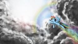 Size: 3000x1688 | Tagged: safe, artist:fearyzy, rainbow dash, g4, female, flying, solo