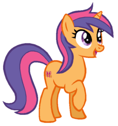 Size: 530x563 | Tagged: safe, artist:durpy, color edit, minuette, scootaloo, pony, unicorn, g3, g4, female, g3 to g4, generation leap, palette swap, solo