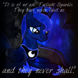 Size: 420x420 | Tagged: safe, artist:derp1a, edit, edited screencap, screencap, princess luna, alicorn, pony, g4, luna eclipsed, cropped, feels, female, looking down, princess, sad, solo