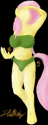 Size: 771x2001 | Tagged: safe, artist:andythelazysheep, fluttershy, anthro, g4, armpits, big breasts, bikini, breasts, busty fluttershy, clothes, female, solo, swimsuit