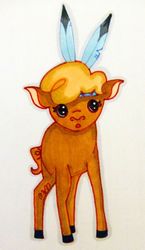 Size: 740x1280 | Tagged: safe, artist:airyu, little strongheart, bison, buffalo, g4, adoraheart, cute, female, solo, traditional art