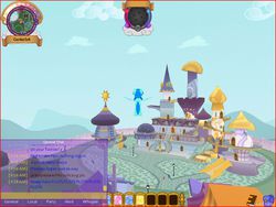 Size: 1021x769 | Tagged: safe, pegasus, pony, legends of equestria, canterlot, flying, game screencap, tower