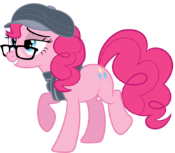 Size: 2333x2033 | Tagged: safe, artist:stainless33, pinkie pie, g4, cap, clothes, female, flat cap, glasses, hat, hipster, scarf, simple background, solo, transparent background, vector