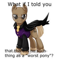 Size: 1500x1500 | Tagged: safe, pony, cloak, clothes, ear fluff, fluffy, frown, glare, glasses, looking at you, meme, morpheus, ponified, serious face, simple background, solo, suit, the matrix, transparent background, unshorn fetlocks, vector, what if i told you, worst pony