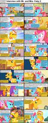 Size: 1282x3304 | Tagged: safe, carrot cake, cup cake, pinkie pie, pound cake, pumpkin cake, spike, comic:celestia's servant interview, g4, caption, comic, interview