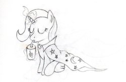 Size: 932x605 | Tagged: safe, artist:hushponies, trixie, pony, unicorn, g4, drink, female, mare, solo