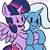 Size: 1000x1000 | Tagged: safe, artist:fauxsquared, trixie, twilight sparkle, alicorn, pony, trixie is magic, g4, female, hug, lesbian, mare, ship:twixie, shipping, twilight sparkle (alicorn)