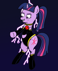 Size: 500x608 | Tagged: safe, artist:feralroku, twilight sparkle, g4, antagonist, crime syndicate of amerika, dc comics, female, justice league crisis on two earths, mole, ponytail, solo, superwoman
