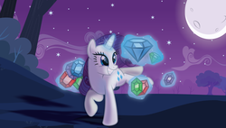 Size: 1024x581 | Tagged: safe, artist:spectty, rarity, pony, unicorn, g4, diamonds, female, gem, horn, magic, mare, solo